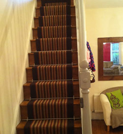 Jute Stair Rug in Earth Tone Stripes