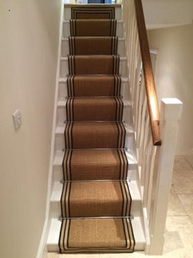 Jute Stair Carpet Runner with Bleached Stripes