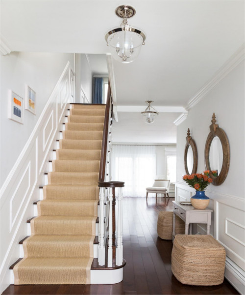 Stair-runner design ideas white and blue accent