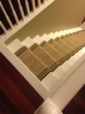Wool Hemp Stair Runner Fitted into a Straight Staircase